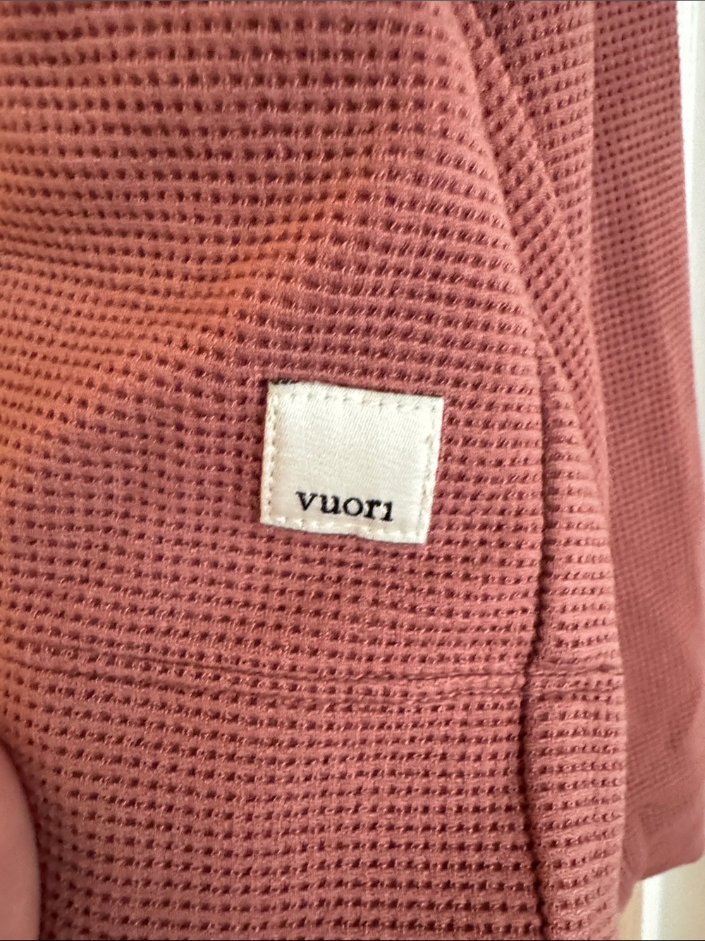 Vuori Cropped Lightweight Waffle-Knit Hooded Pullover - Dusty Rose - Picture 2 of 5